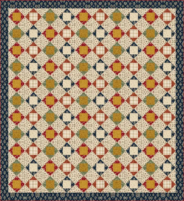 Economy Block quilt, full size, 88" × 96"
