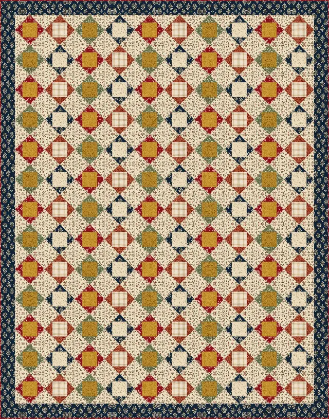 Economy Block quilt, queen size, 88" × 112"