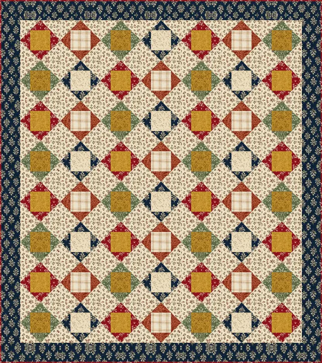 Economy Block quilt, throw size, 64" × 72"