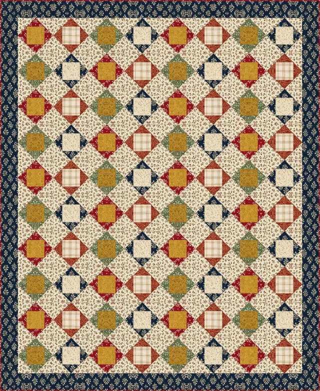 Economy Block quilt, twin size, 72" × 88"