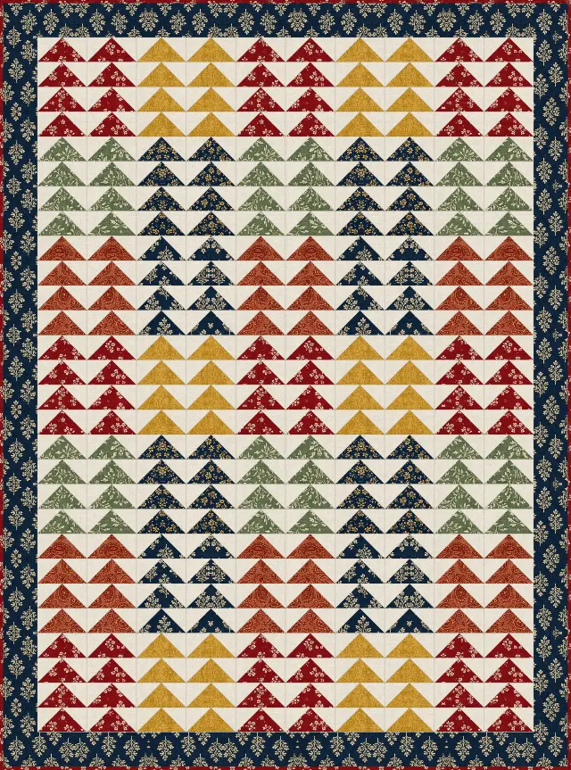 Flying Geese quilt, crib size, 46" × 62"