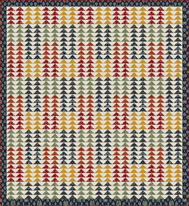 Flying Geese quilt, full size, 86" × 94"