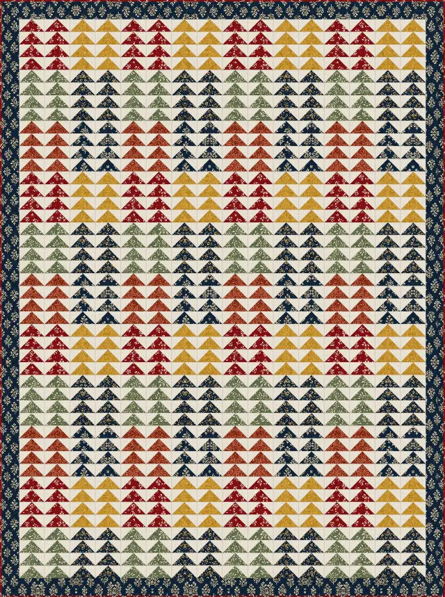Flying Geese quilt, twin size, 70" × 94"