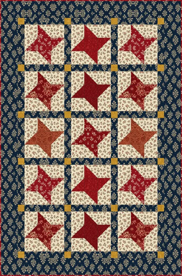Friendship Star quilt, crib size, 41" × 62"