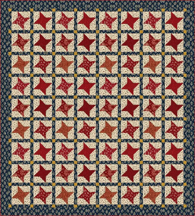 Friendship Star quilt, queen size, 93.5" × 104"
