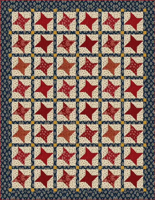 Friendship Star quilt, twin size, 72.5" × 93.5"