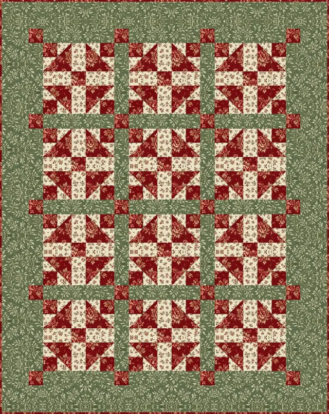 Grandmother's Choice quilt, crib size, 46" × 58"