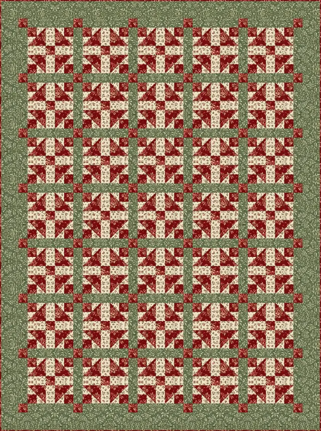 Grandmother's Choice quilt, twin size, 70" × 94"