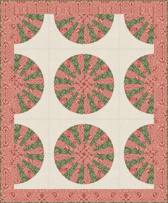 Grandmother's Fan quilt, crib size, 48" × 58"