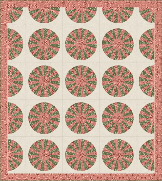 Grandmother's Fan quilt, full size, 88" × 98"