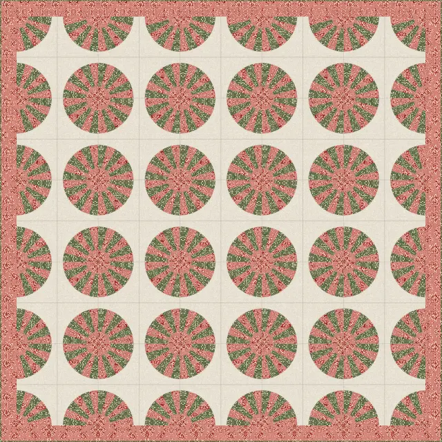 Grandmother's Fan quilt, king size, 108" × 108"