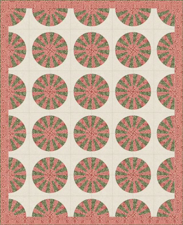 Grandmother's Fan quilt, queen size, 88" × 108"