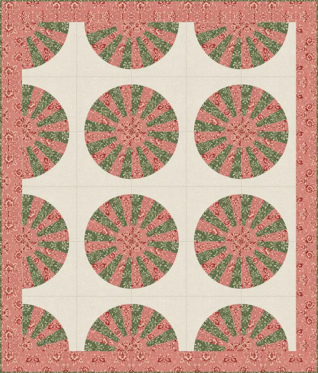 Grandmother's Fan quilt, throw size, 58" × 68"