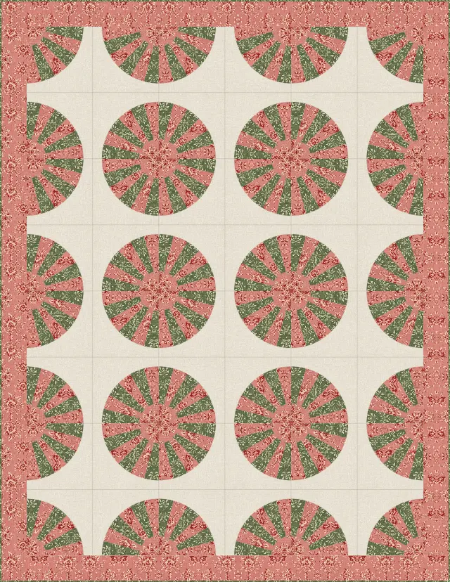 Grandmother's Fan quilt, twin size, 68" × 88"