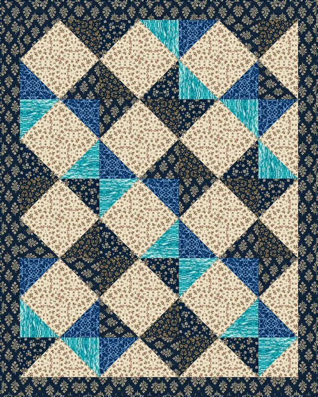 Half-Square Triangle quilt, crib size, 48" × 60"