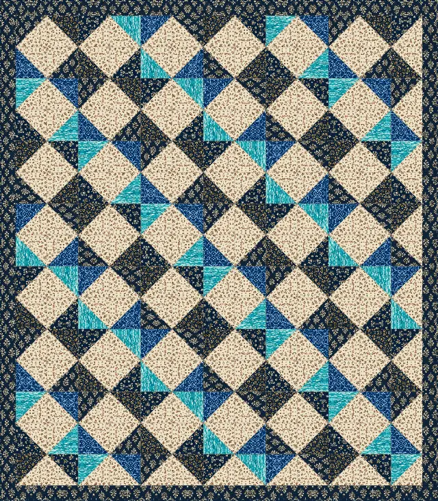 Half-Square Triangle quilt, full size, 84" × 96"