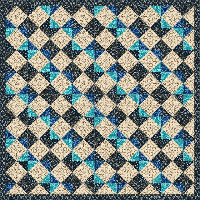 Half-Square Triangle quilt, king size, 108" × 108"