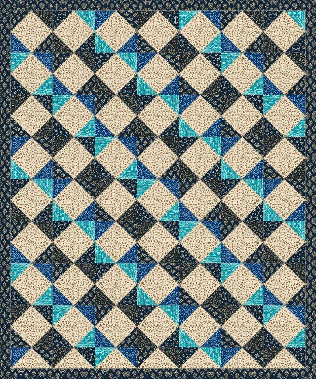 Half-Square Triangle quilt, queen size, 90" × 108"