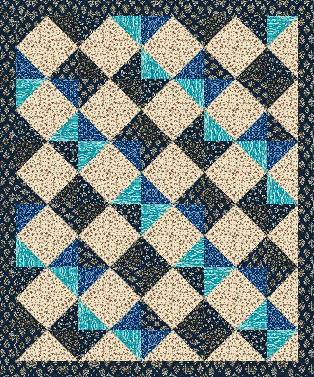 Half-Square Triangle quilt, throw size, 60" × 72"