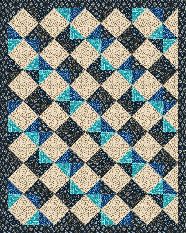 Half-Square Triangle quilt, twin size, 72" × 90"