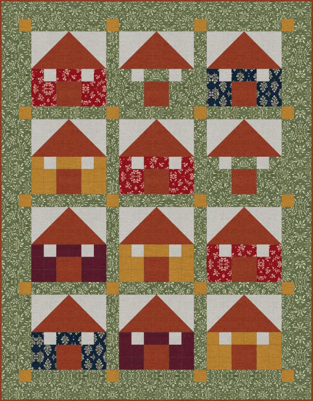 House quilt, crib size, 50" × 64"