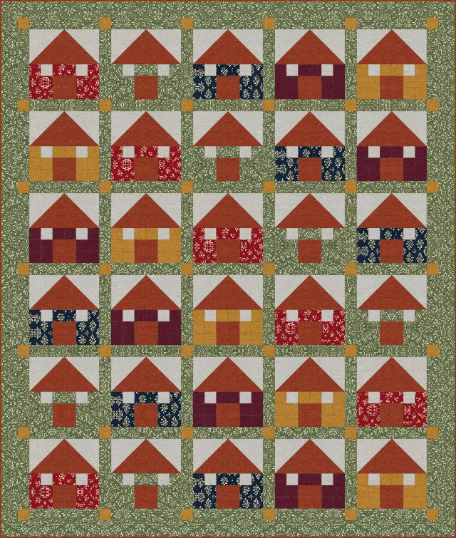 House quilt, full size, 78" × 92"