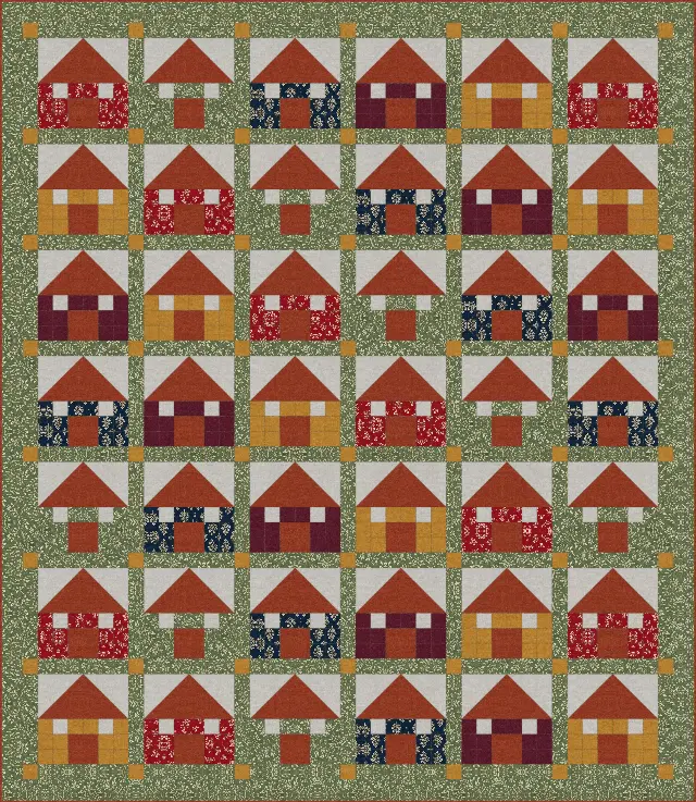 House quilt, queen size, 92" × 106"
