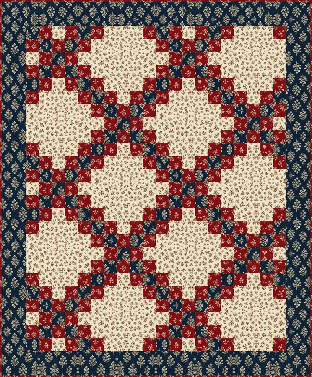 Double Irish Chain quilt, crib size, 48" × 58"