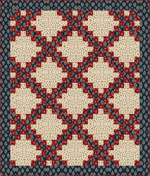 Double Irish Chain quilt, throw size, 58" × 68"