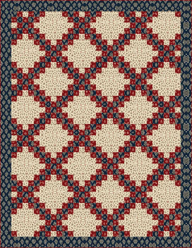 Double Irish Chain quilt, twin size, 68" × 88"