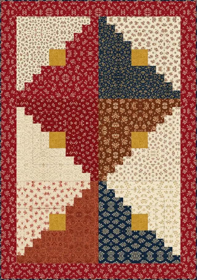 Jelly Roll Log Cabin quilt, crib size, 48" × 68"