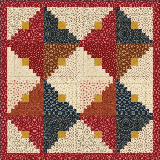 Jelly Roll Log Cabin quilt, full size, 88" × 88"