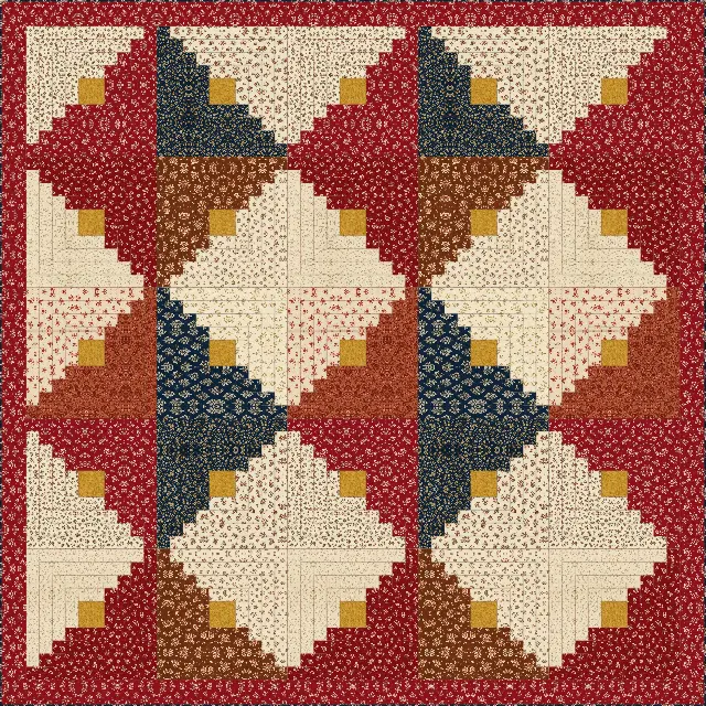 Jelly Roll Log Cabin quilt, king size, 108" × 108"
