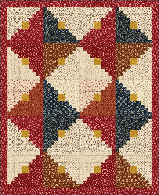 Jelly Roll Log Cabin quilt, queen size, 88" × 108"
