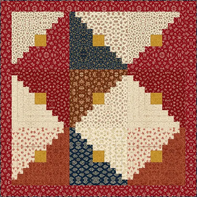Jelly Roll Log Cabin quilt, throw size, 68" × 68"