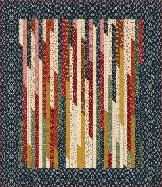 Jelly roll race quilt, full size, 84" × 96¾"