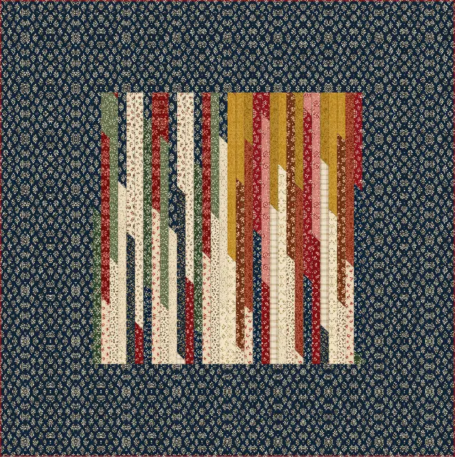 Jelly roll race quilt, king size, 108" × 108½"
