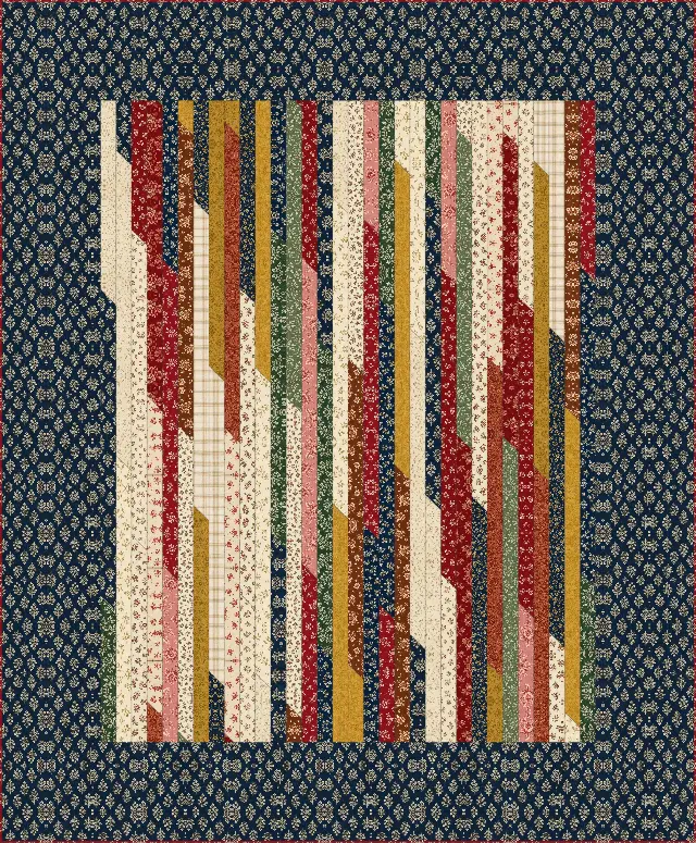 Jelly roll race quilt, queen size, 90" × 109"
