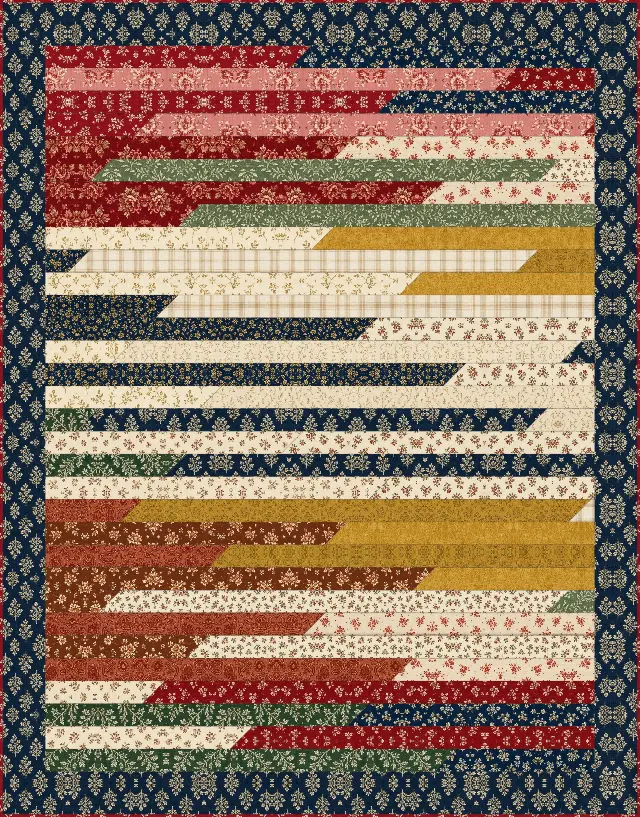 Jelly roll race quilt, throw size, 56⅜" × 72"