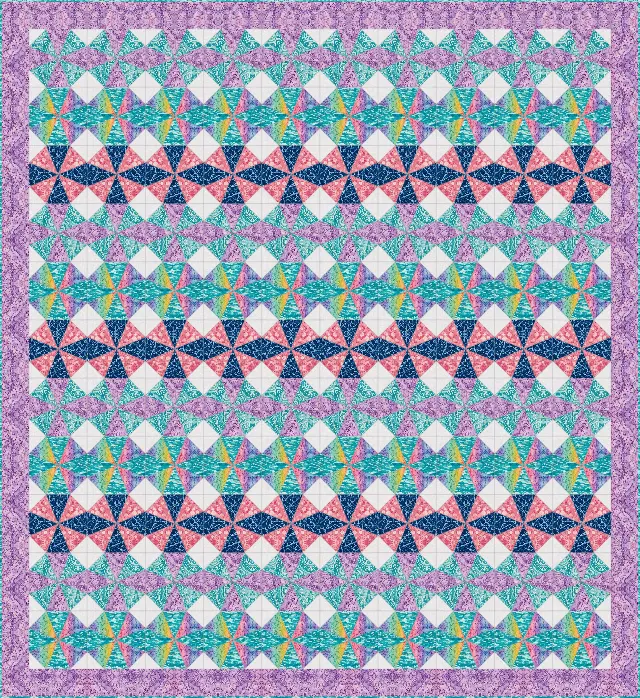 Kaleidoscope quilt, full size, 88" × 96"