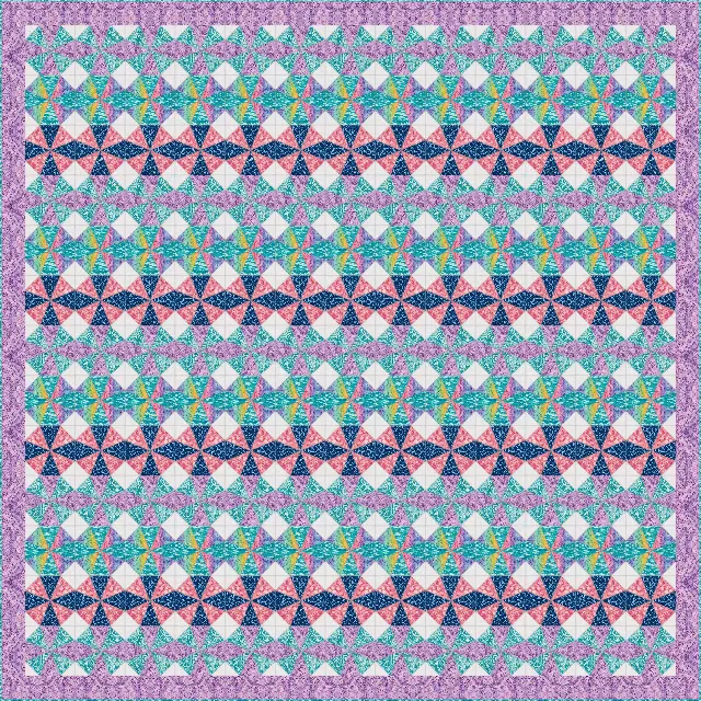 Kaleidoscope quilt, king size, 112" × 112"
