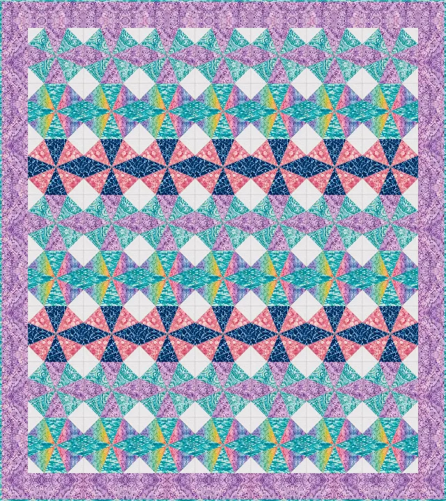 Kaleidoscope quilt, throw size, 64" × 72"