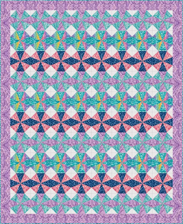 Kaleidoscope quilt, twin size, 72" × 88"