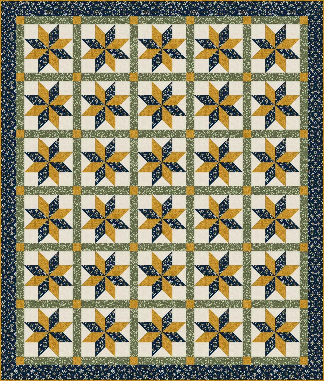 LeMoyne Star quilt, full size, 80" × 94"