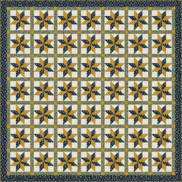 LeMoyne Star quilt, king size, 108" × 108"