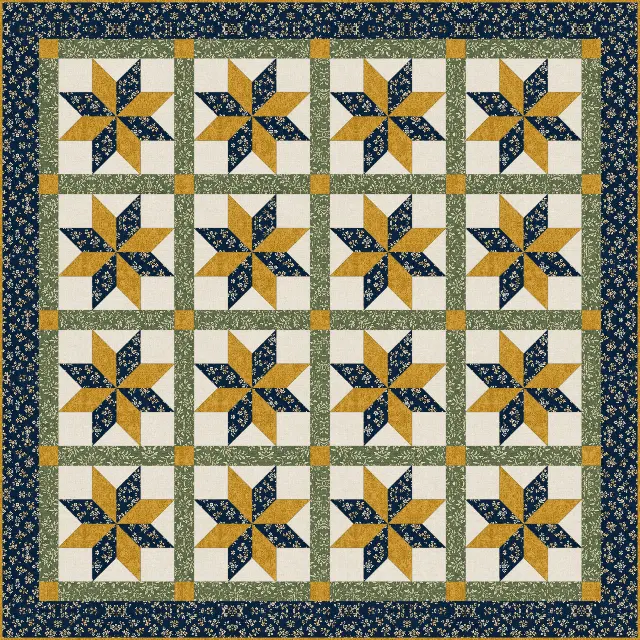 LeMoyne Star quilt, throw size, 66" × 66"