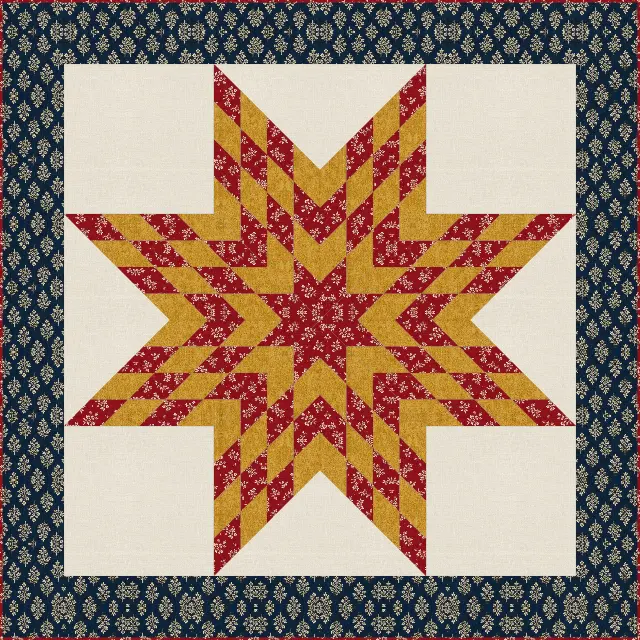 Lone Star quilt, throw size, 60" × 60"