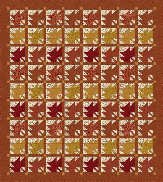 Maple Leaf quilt, queen size, 93.5" × 104"