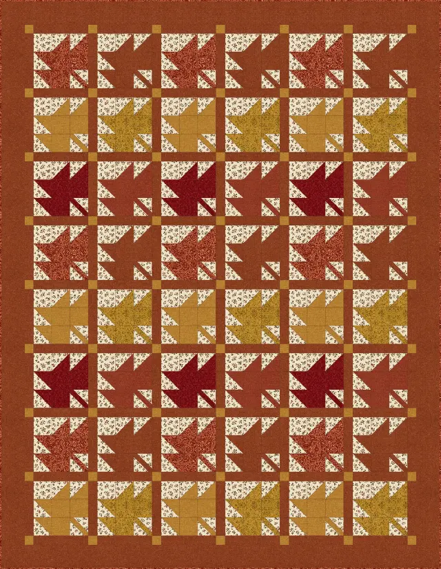 Maple Leaf quilt, twin size, 72.5" × 93.5"