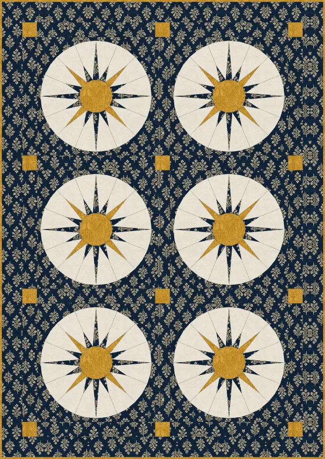 Mariner's Compass quilt, crib size, 44" × 62"